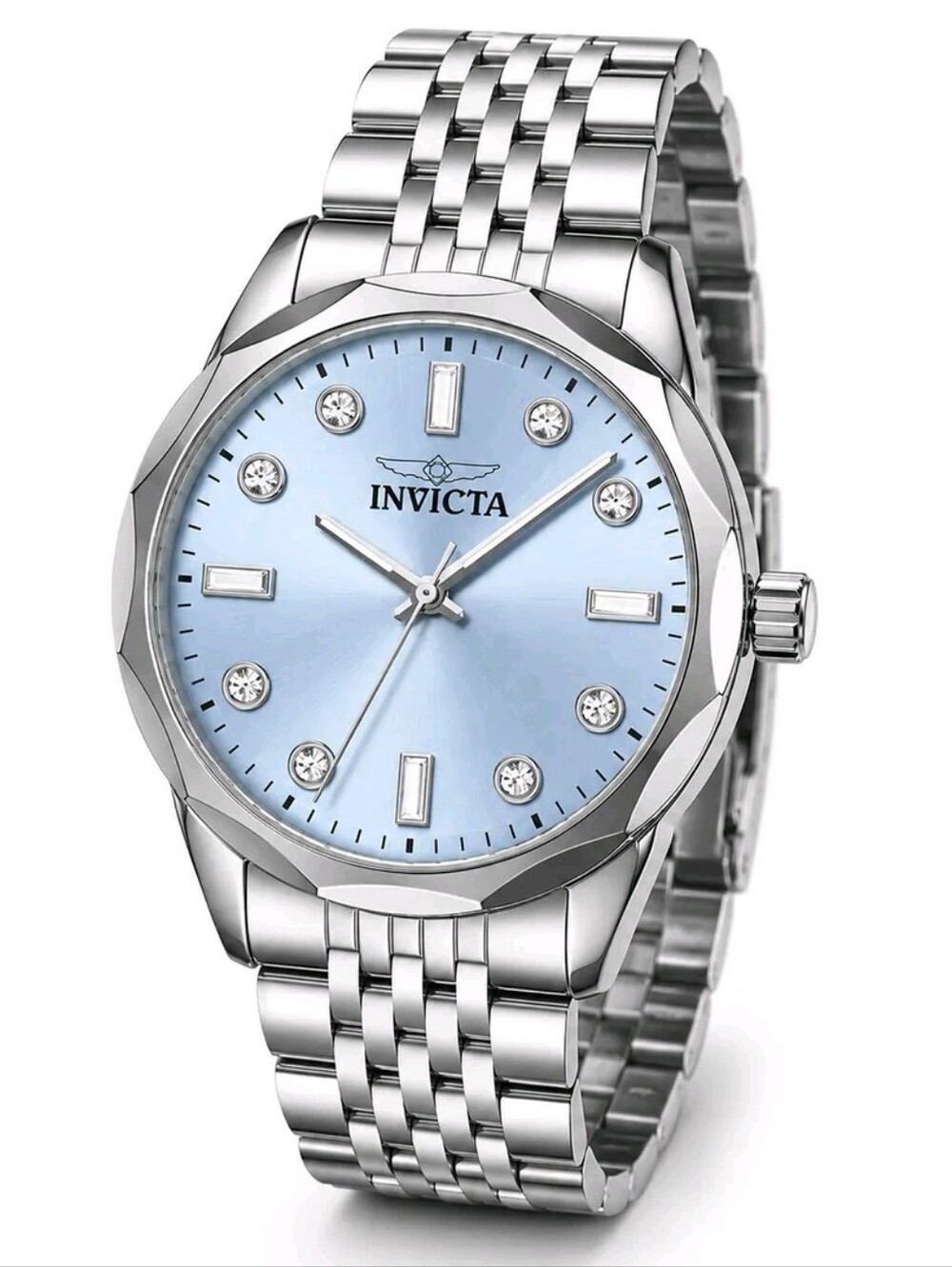 NIB Invicta Celestial Women’s Silver Blue Crystal Dial Watch 33.4mm 70453